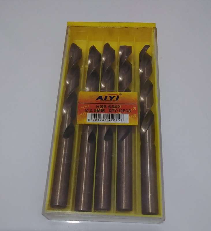 6-Piece AIYI 2.5mm HSS 6542 Drill Bits Pack.
