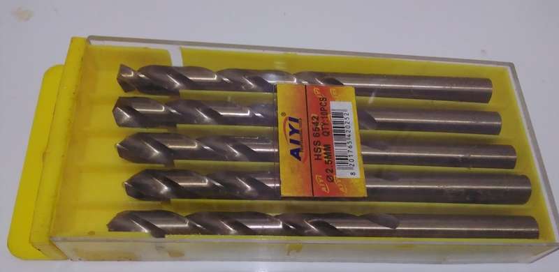6-Piece AIYI 2.5mm HSS 6542 Drill Bits Pack.