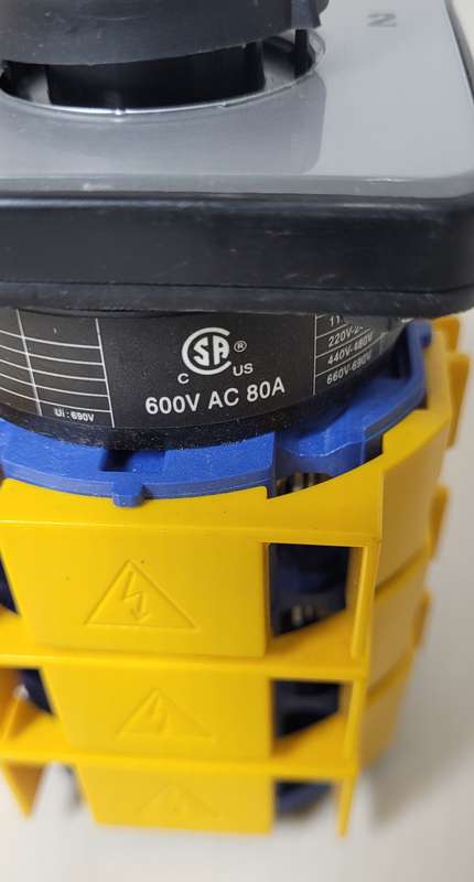 UNUSED 3-Phase 600V, 80A ROTARY CAM Change-Over Switch