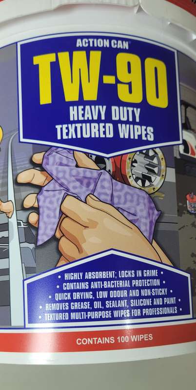 Heavy-Duty Textured Wipes, TW-90 For Removing Grease, Pant, Silicone, Oil (Bid Per Bucket)