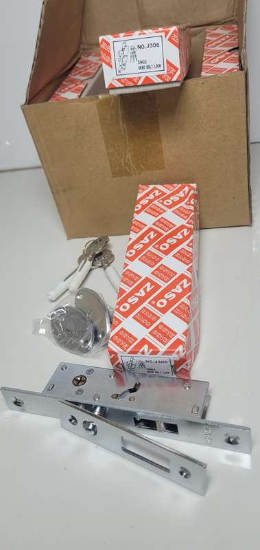 ZASO Quality Single Dead Bolt Lock, Complete With A set Of 3x Keys & Accessories.(Bid Per Piece)