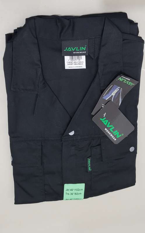 Quality JAVLIN Black 2-Piece Work Suit. 40`/ 102cm -Jacket,  36` / 92cm Trouser (Bid Per Suit)