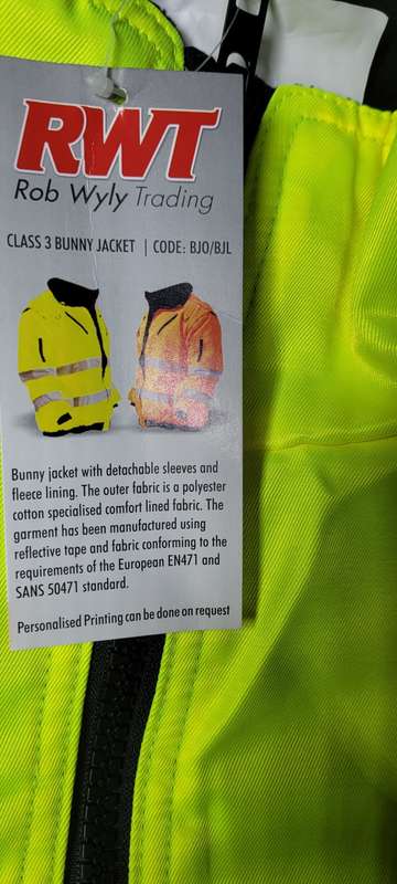 High Quality 4XL Reflective Bunny Jacket (With Detachable Sleeves & Fleece Lining)