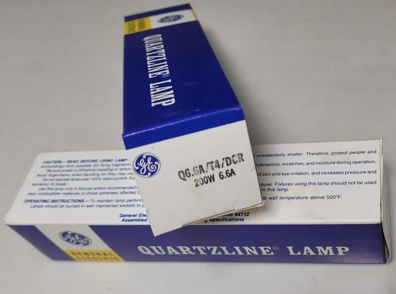 200w GENERAL ELECTRIC (USA) Quatzline 6.6A Studio/Stage Lamp Bulbs (Bid Per Piece)