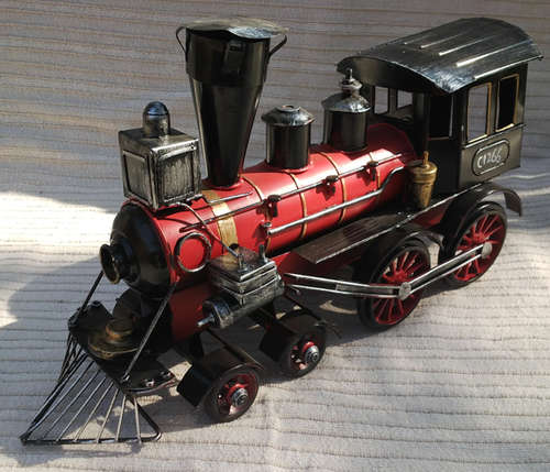 Detailed Vintage-styled Metal Train Locomotive for Display Purposes
