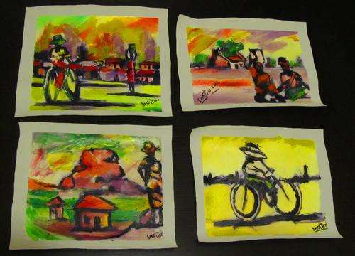 Rural Life in Zimbabwe portrayed in 4 Minature Paintings by Sheltan Chaumbezvo