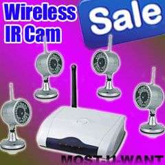 4CH Wireless Surveillance Kit - 4 Night vision Cameras + Receiver. Weather proof design. w/ Remote