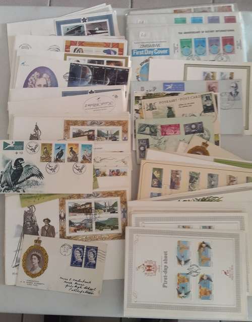 South Africa, Homelands, SWA, Zimbabwe. Box FDC's - Approx 15kg