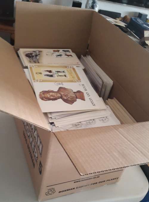 South Africa, Homelands, SWA, Zimbabwe. Box FDC's - Approx 15kg