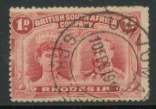Rhodesia Double Head 1d OD Flaw Perf 13Â½. Fine used