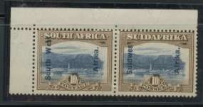 SWA London Printing overprint: Superb 10/- Corner Pair Lmm