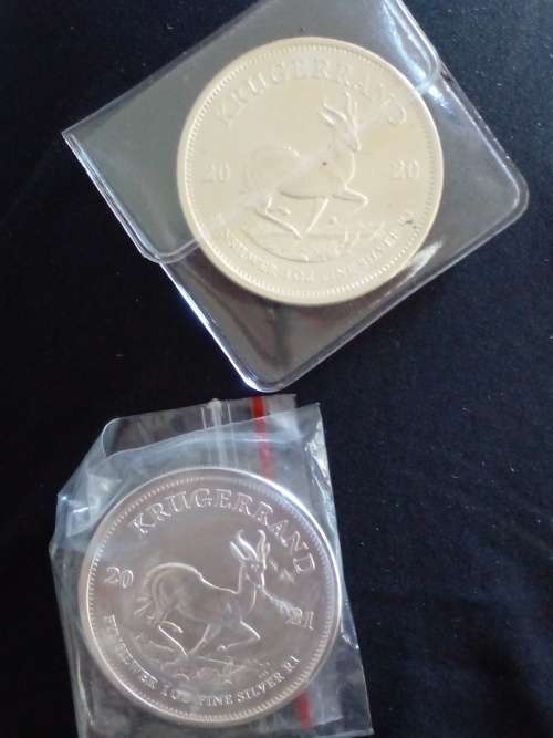 2 x 1oz silver Krugerrands