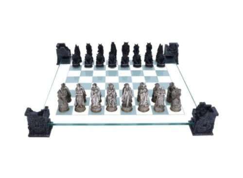 Nemesis Vampire Werewolf chess set with glass board