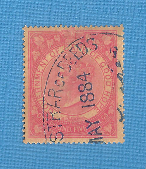 Cape of Good Hope 1884 Queen Victoria £1.5S Red Orange Revenue