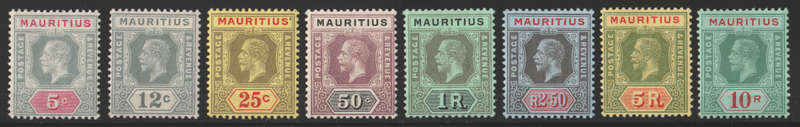 1913-22 Mauritius KGV Complete Set of 8 Mounted Mint