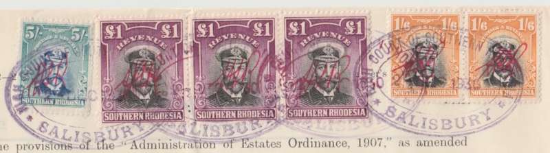 3 x Admiral £1 black and magenta, 5/ blue - green and 2 x 1/6 Shilling greyish black and yellow - or