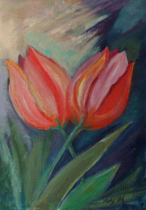 Stunning Original Acrylics painting by: Patty Munhardt - Tulips