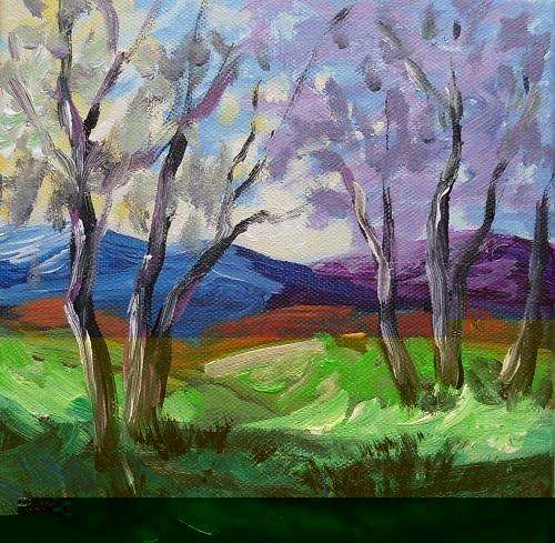 Lovely Original Acrylics Painting by Joy Clark - Modern Landscape 1