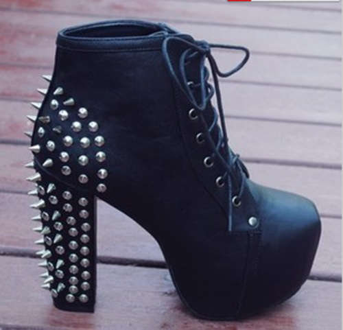 Women fasion punk boots, stud shoes--2 colors