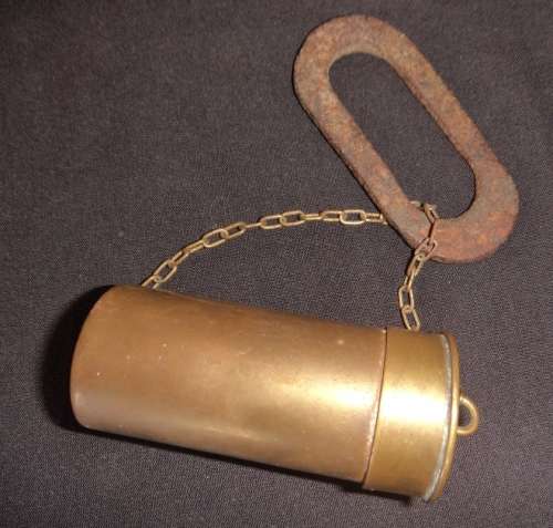 A Brass Tinder Box with Striker (Tonteldoos)