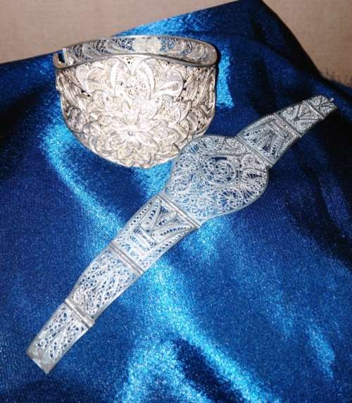 RARE: Two Egyptian Silver Filigree Bracelets from the 1930s  - total weight 70gr