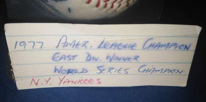American Baseball:  Baseball with Signatures from New York Yankees, 1977