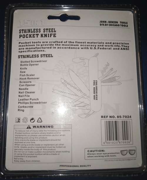 A Collection of Three Different Knives Still Sealed in Blister Packs