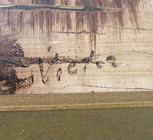 Vintage Oil Forest Scape signed by Victor. (Check shipping fees in description before bidding)