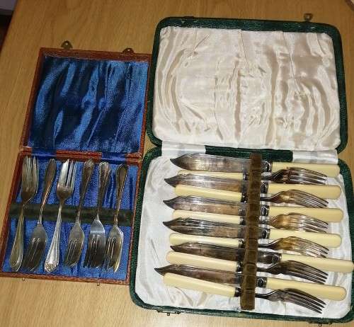 Two sets of Vintage Cutlery, mostly silver-plated