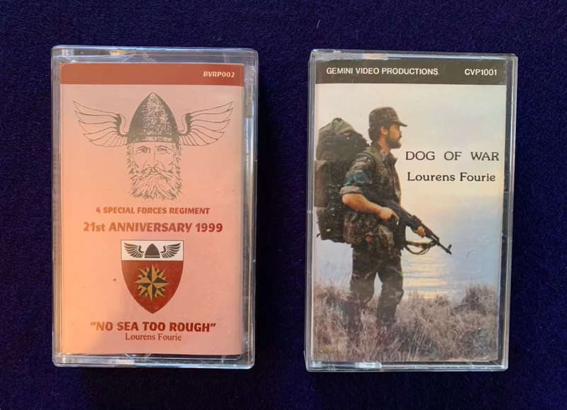 SA Special Forces Recce Cassettes x 2, `No Sea Too Rough` & `Dog of War`