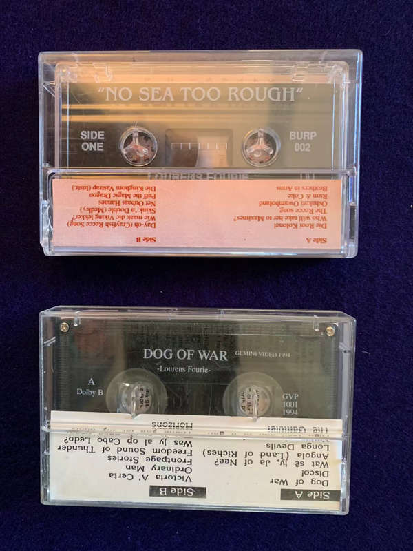 SA Special Forces Recce Cassettes x 2, `No Sea Too Rough` & `Dog of War`