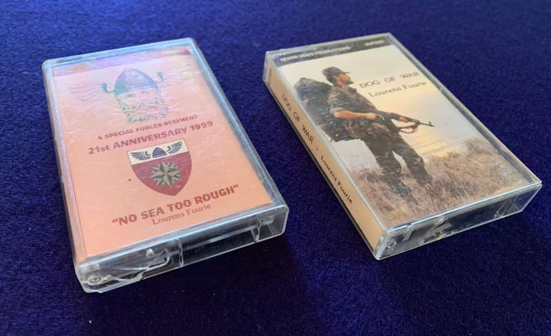 SA Special Forces Recce Cassettes x 2, `No Sea Too Rough` & `Dog of War`