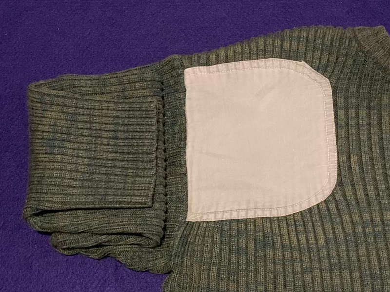 RHODESIAN Dappled Green Jersey with Khaki Padding - Made by Cardigan House, Rhodesia - Large, As New