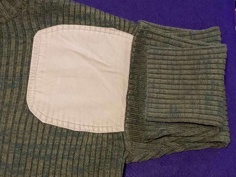 RHODESIAN Dappled Green Jersey with Khaki Padding - Made by Cardigan House, Rhodesia - Large, As New