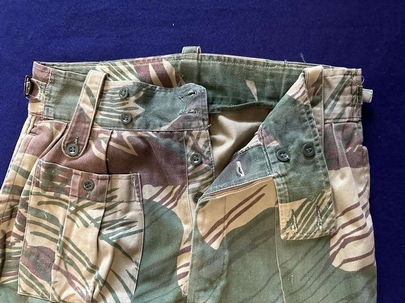 RHODESIAN ARMY CAMO TROUSERS, with Rear Padding and Waist Adjuster - with leg seams tailored