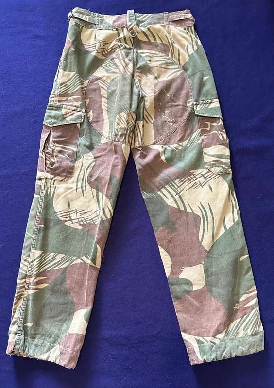 RHODESIAN ARMY CAMO TROUSERS, with Rear Padding and Waist Adjuster - with leg seams tailored