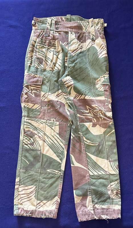 RHODESIAN ARMY CAMO TROUSERS, with Rear Padding and Waist Adjuster - with leg seams tailored