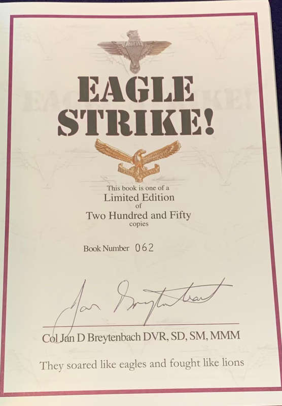 EAGLE STRIKE by Col. Jan Breytenbach, Hardcover Limited Edition No 62, Signed with Protective Cover