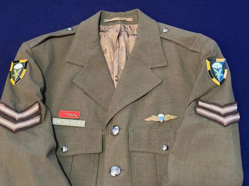 1 Parachute Battalion Tunic, complete with Flashes, Skietbalkie, Nametag, Wings and Corporal Rank