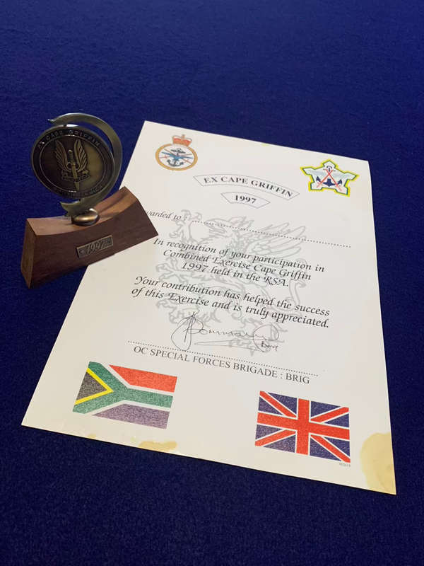SANDF - Special Forces `Exercise Cape Griffin` Trophy and Certificate