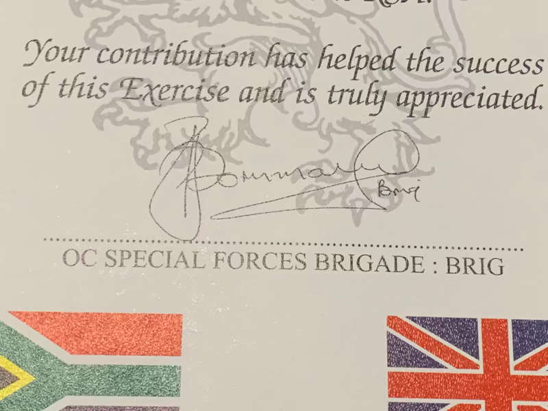 SANDF - Special Forces `Exercise Cape Griffin` Trophy and Certificate