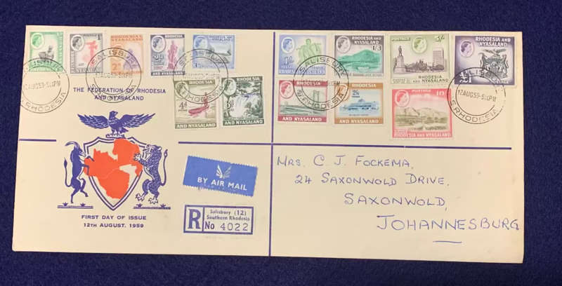 Rhodesia and Nyasaland Postcard from Salisbury, Southern Rhodesia - 12 August 1959