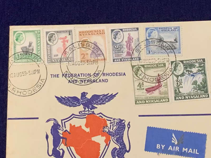 Rhodesia and Nyasaland Postcard from Salisbury, Southern Rhodesia - 12 August 1959