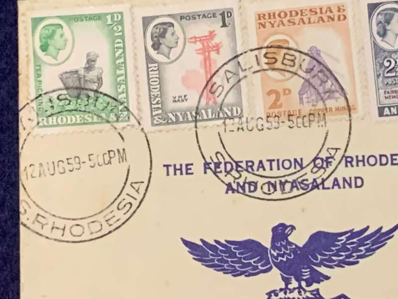 Rhodesia and Nyasaland Postcard from Salisbury, Southern Rhodesia - 12 August 1959