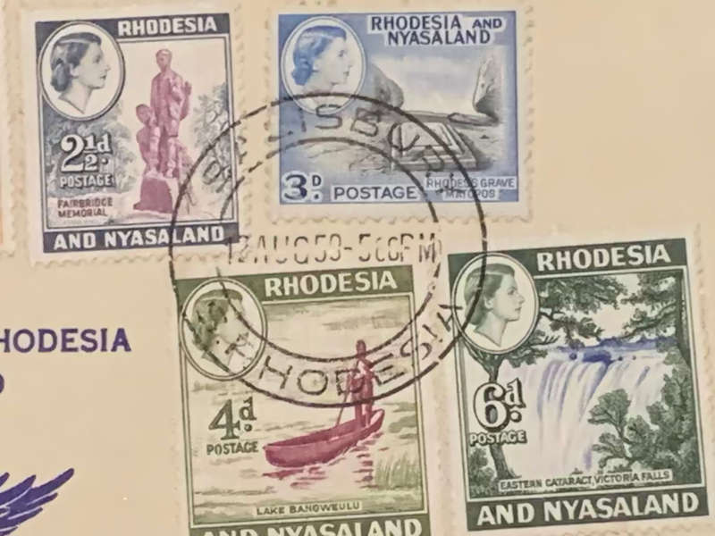 Rhodesia and Nyasaland Postcard from Salisbury, Southern Rhodesia - 12 August 1959