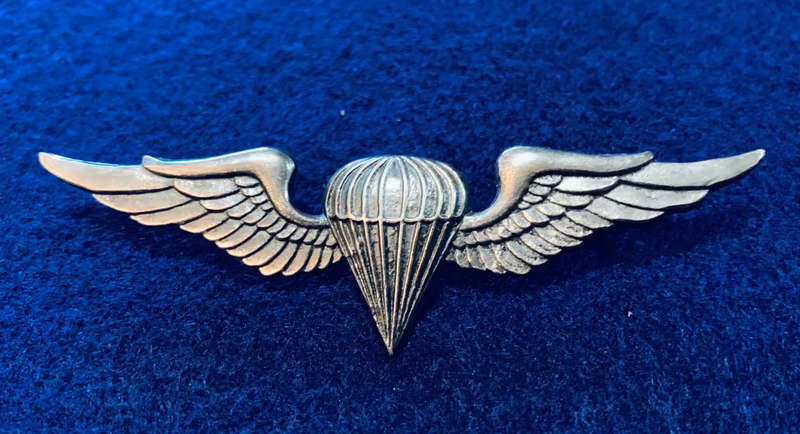 SWATF Oxidised Silver Basic Parachute Breast Qualification Badge - Approved 1982