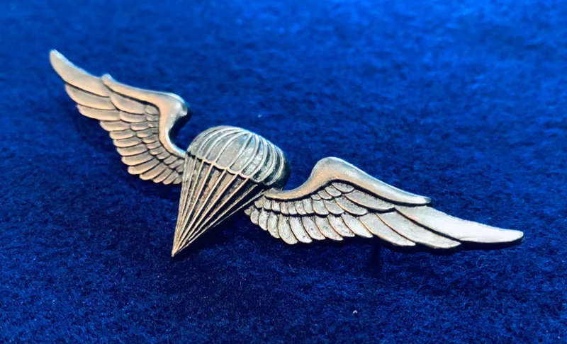 SWATF Oxidised Silver Basic Parachute Breast Qualification Badge - Approved 1982