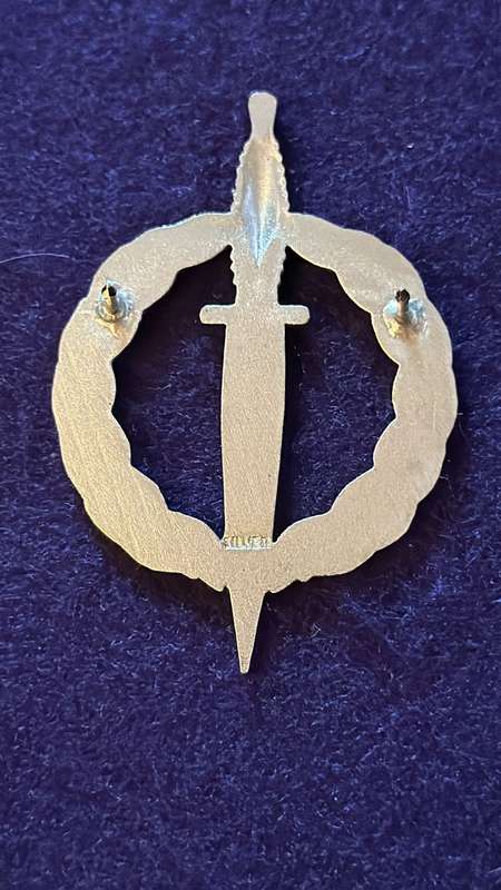 SA Army Special Forces RECCE Operator Qualification Badge - Hallmarked Silver with PVC backing (JC)
