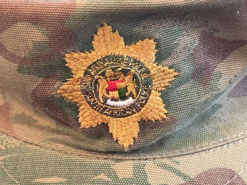SAP Camouflage Peak Cap, with Yellow SAP Embroidered Badge, Dayglo, Side and Back Flaps