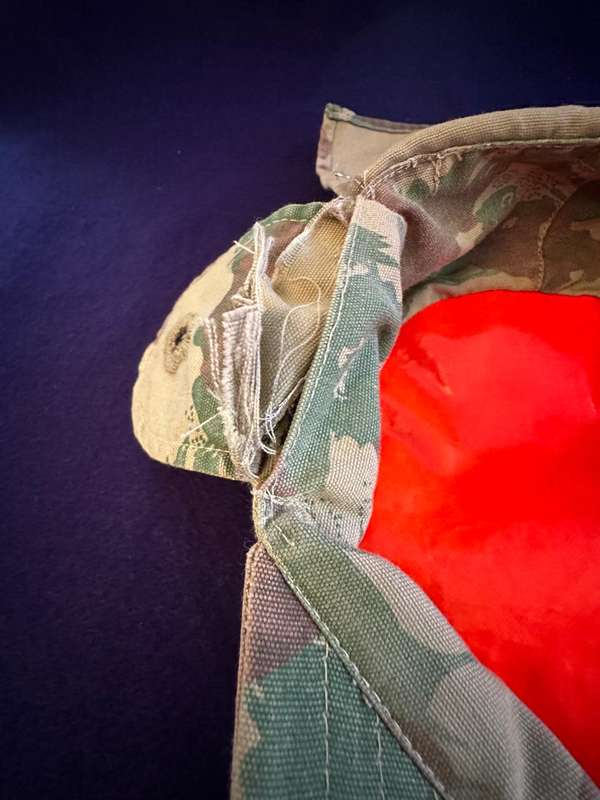 SAP Camouflage Peak Cap, with Yellow SAP Embroidered Badge, Dayglo, Side and Back Flaps